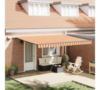 Berkfield Manual Retractable Awning With Led Yellow And Orange 450X300 Cm