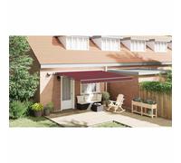Berkfield Manual Retractable Awning With Leds Burgundy 400X300 Cm