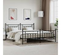 Berkfield Metal Bed Frame With Headboard And Footboard Black 193X203 Cm
