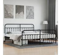 Berkfield Metal Bed Frame With Headboard And Footboard Black 193X203 Cm