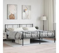 Berkfield Metal Bed Frame With Headboard And Footboard Black 193X203 Cm