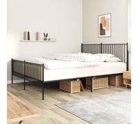 Berkfield Metal Bed Frame With Headboard And Footboard Black 193X203 Cm