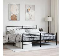 Berkfield Metal Bed Frame With Headboard And Footboard Black 193X203 Cm