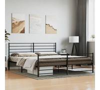 Berkfield Metal Bed Frame With Headboard And Footboard Black 193X203 Cm
