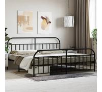 Berkfield Metal Bed Frame With Headboard And Footboard Black 193X203 Cm