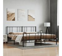 Berkfield Metal Bed Frame With Headboard And Footboard Black 193X203 Cm