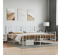 Berkfield Metal Bed Frame With Headboard And Footboard White 193X203 Cm