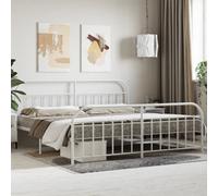 Berkfield Metal Bed Frame With Headboard And Footboard White 193X203 Cm