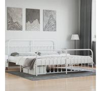 Berkfield Metal Bed Frame With Headboard And Footboard White 193X203 Cm