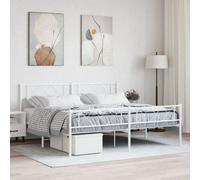 Berkfield Metal Bed Frame With Headboard And Footboard White 193X203 Cm