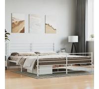 Berkfield Metal Bed Frame With Headboard And Footboard White 193X203 Cm