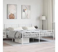 Berkfield Metal Bed Frame With Headboard And Footboard White 193X203 Cm