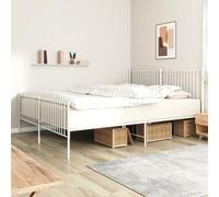 Berkfield Metal Bed Frame With Headboard And Footboard White 193X203 Cm