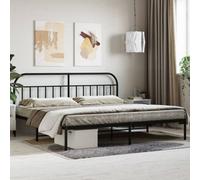 Berkfield Metal Bed Frame With Headboard Black 193X203 Cm