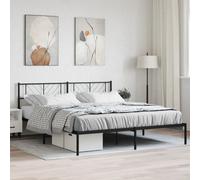 Berkfield Metal Bed Frame With Headboard Black 193X203 Cm