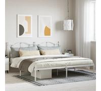 Berkfield Metal Bed Frame With Headboard White 193X203 Cm