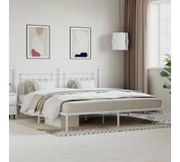 Berkfield Metal Bed Frame With Headboard White 193X203 Cm