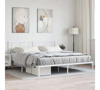 Berkfield Metal Bed Frame With Headboard White 193X203 Cm
