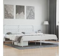 Berkfield Metal Bed Frame With Headboard White 193X203 Cm