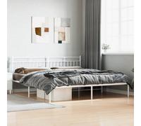 Berkfield Metal Bed Frame With Headboard White 193X203 Cm