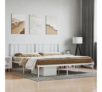 Berkfield Metal Bed Frame With Headboard White 193X203 Cm