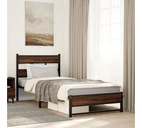 Berkfield Metal Bed Frame Without Mattress Brown Oak 107X203 Cm