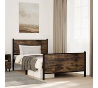 Berkfield Metal Bed Frame Without Mattress Smoked Oak 107X203 Cm