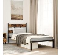 Berkfield Metal Bed Frame Without Mattress Smoked Oak 107X203 Cm