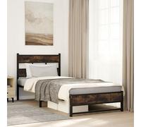 Berkfield Metal Bed Frame Without Mattress Smoked Oak 107X203 Cm