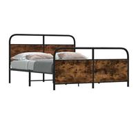 Berkfield Metal Bed Frame Without Mattress Smoked Oak 193X203 Cm