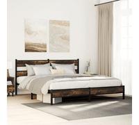 Berkfield Metal Bed Frame Without Mattress Smoked Oak 193X203 Cm