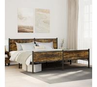 Berkfield Metal Bed Frame Without Mattress Smoked Oak 193X203 Cm