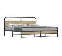 Berkfield Metal Bed Frame Without Mattress Smoked Oak 193X203 Cm