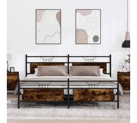 Berkfield Metal Bed Frame Without Mattress Smoked Oak 193X203 Cm