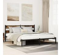 Berkfield Metal Bed Frame Without Mattress Smoked Oak 193X203 Cm