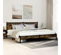 Berkfield Metal Bed Frame Without Mattress Smoked Oak 193X203 Cm