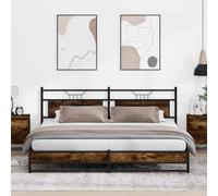 Berkfield Metal Bed Frame Without Mattress Smoked Oak 193X203 Cm