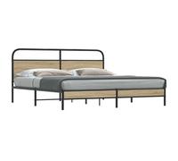 Berkfield Metal Bed Frame Without Mattress Smoked Oak 193X203 Cm