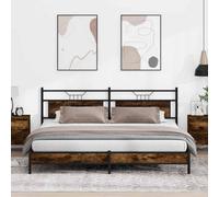 Berkfield Metal Bed Frame Without Mattress Smoked Oak 193X203 Cm