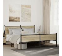 Berkfield Metal Bed Frame Without Mattress Sonoma Oak 183X213 Cm