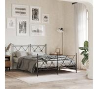 Berkfield Metal Bed Frame Without Mattress With Footboard Black 137X190Cm