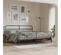 Berkfield Metal Bed Frame Without Mattress With Footboard Black 193X203Cm