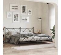 Berkfield Metal Bed Frame Without Mattress With Footboard Black 193X203Cm