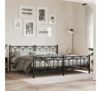 Berkfield Metal Bed Frame Without Mattress With Footboard Black 193X203Cm