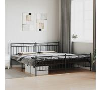 Berkfield Metal Bed Frame Without Mattress With Footboard Black 193X203Cm