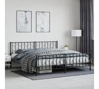 Berkfield Metal Bed Frame Without Mattress With Footboard Black 193X203Cm