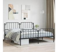 Berkfield Metal Bed Frame Without Mattress With Footboard Black 193X203Cm