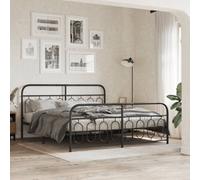 Berkfield Metal Bed Frame Without Mattress With Footboard Black 193X203Cm