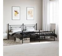Berkfield Metal Bed Frame Without Mattress With Footboard Black 193X203Cm