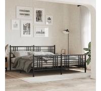 Berkfield Metal Bed Frame Without Mattress With Footboard Black 193X203Cm